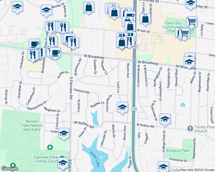 map of restaurants, bars, coffee shops, grocery stores, and more near 2404 Braemore Road in Columbia