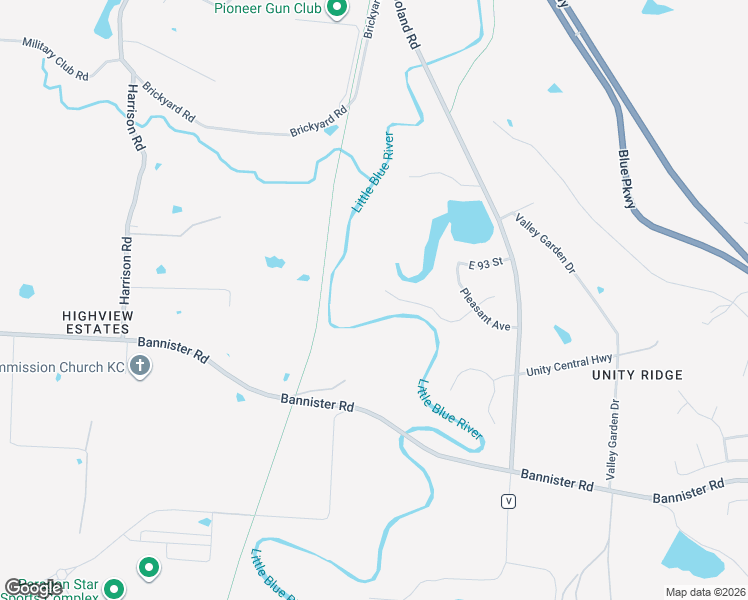 map of restaurants, bars, coffee shops, grocery stores, and more near 13105 East 94 Street in Kansas City