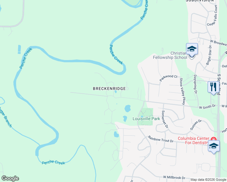 map of restaurants, bars, coffee shops, grocery stores, and more near Tomahawk Drive in Columbia