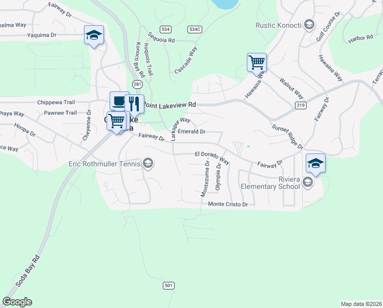 map of restaurants, bars, coffee shops, grocery stores, and more near 10178 El Dorado Way in Kelseyville