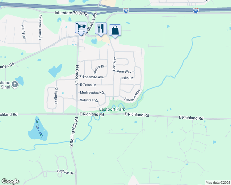 map of restaurants, bars, coffee shops, grocery stores, and more near 5802 Freeport Way in Columbia