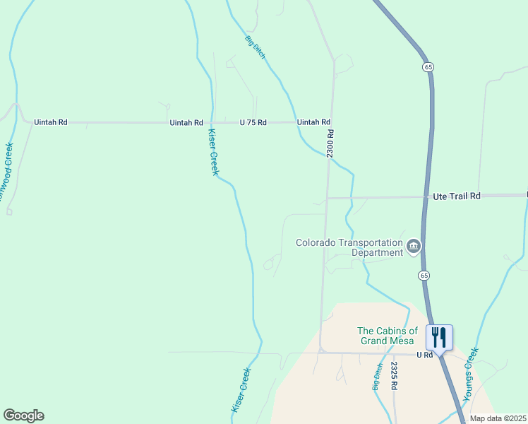 map of restaurants, bars, coffee shops, grocery stores, and more near 2277 Thunder Mountain Lane in Cedaredge