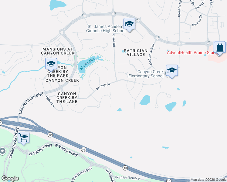 map of restaurants, bars, coffee shops, grocery stores, and more near 24739 West 98th Street in Lenexa
