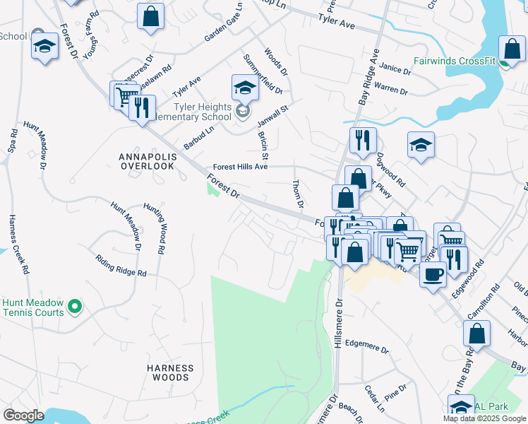 map of restaurants, bars, coffee shops, grocery stores, and more near 746 Annapolis Neck Road in Annapolis