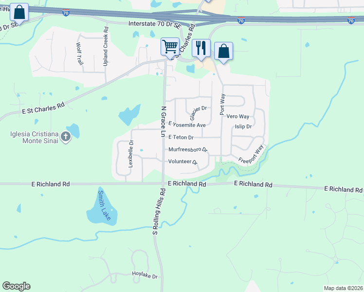 map of restaurants, bars, coffee shops, grocery stores, and more near 5481 East Teton Drive in Columbia