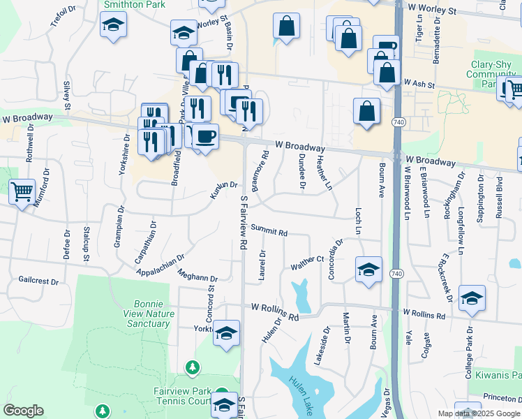 map of restaurants, bars, coffee shops, grocery stores, and more near 2718 Braemore Road in Columbia