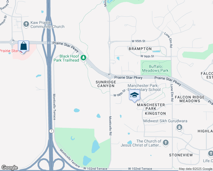 map of restaurants, bars, coffee shops, grocery stores, and more near 9721 Montclaire Drive in Lenexa