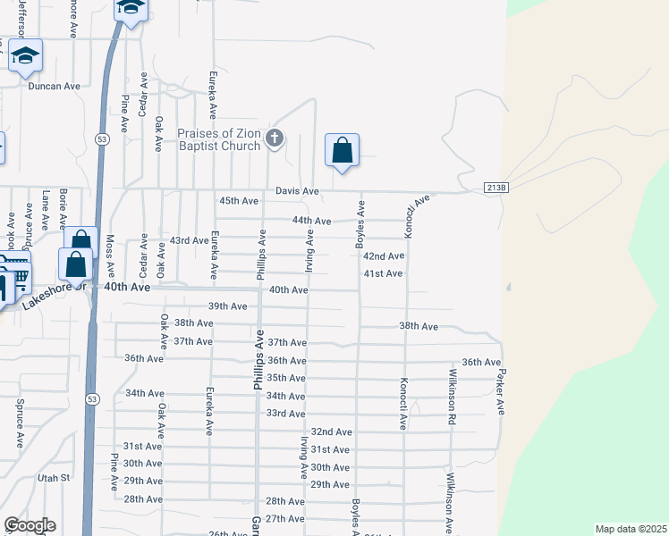 map of restaurants, bars, coffee shops, grocery stores, and more near 16064 41st Avenue in Clearlake