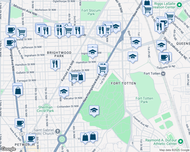 map of restaurants, bars, coffee shops, grocery stores, and more near 101 Independence Avenue Southeast in Washington