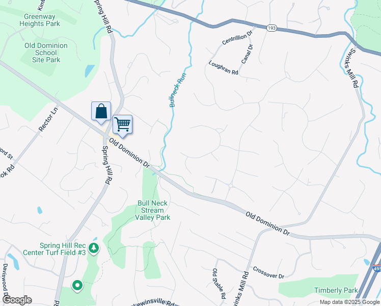 map of restaurants, bars, coffee shops, grocery stores, and more near 1034 Founders Ridge Lane in McLean