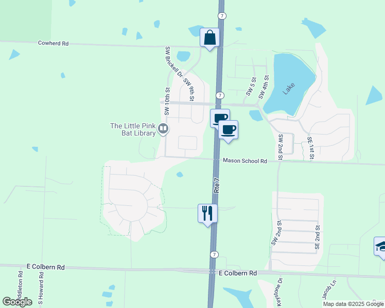 map of restaurants, bars, coffee shops, grocery stores, and more near 814 Southwest Imperial Lane in Blue Springs