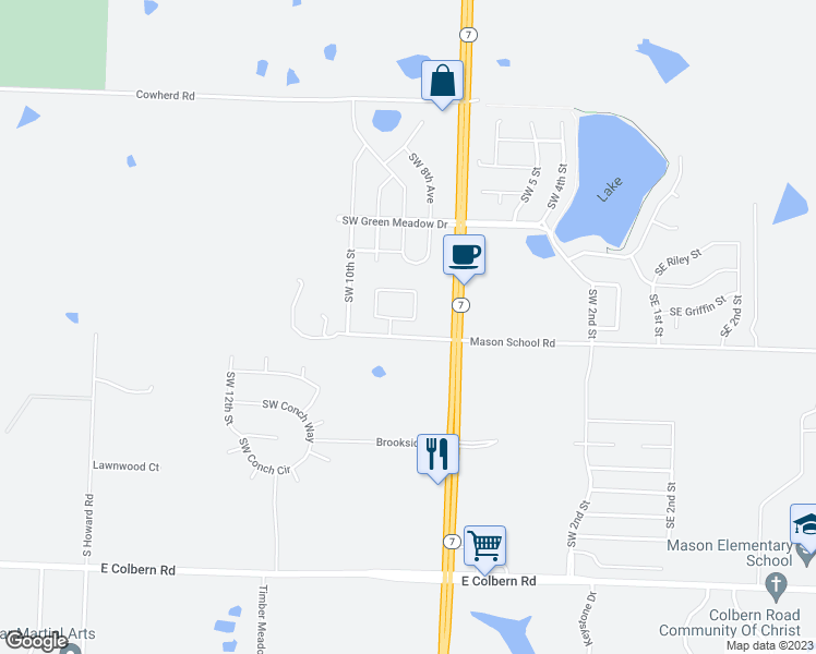 map of restaurants, bars, coffee shops, grocery stores, and more near 810 Southwest Imperial Lane in Blue Springs