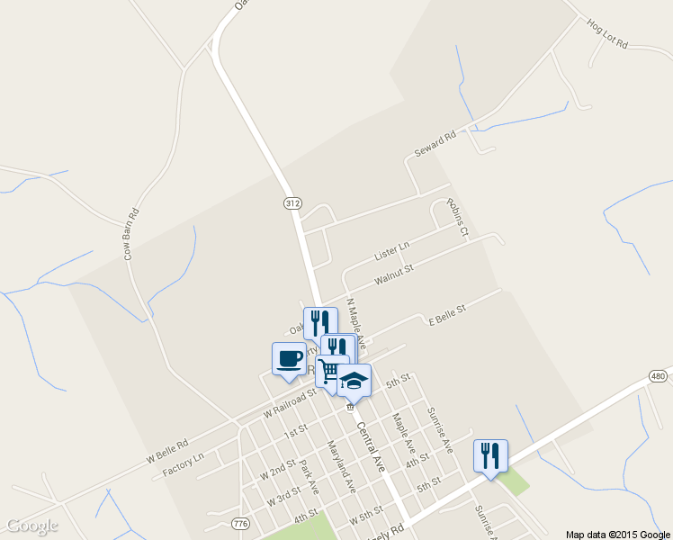 map of restaurants, bars, coffee shops, grocery stores, and more near 9 Lister Lane in Ridgely