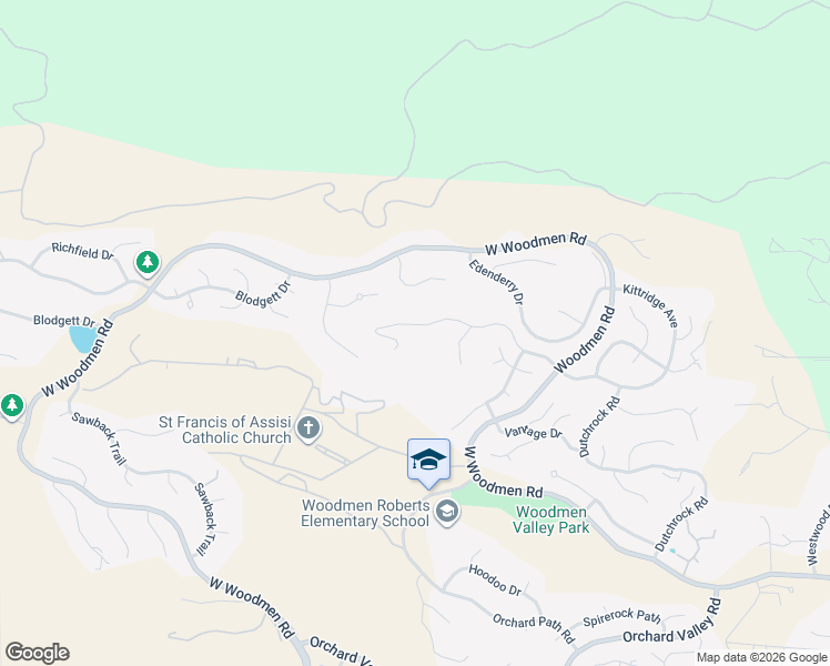 map of restaurants, bars, coffee shops, grocery stores, and more near 2710 Kittridge Avenue in Colorado Springs