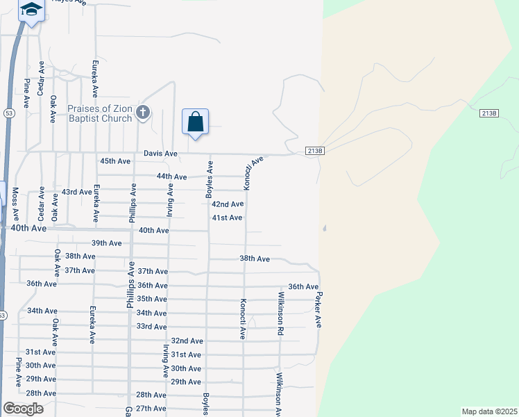map of restaurants, bars, coffee shops, grocery stores, and more near 16277 42nd Avenue in Clearlake