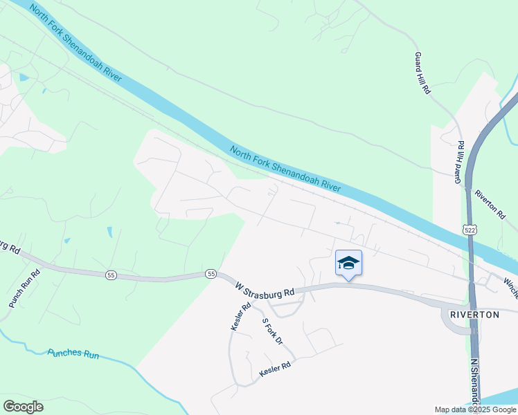 map of restaurants, bars, coffee shops, grocery stores, and more near 1415 Cedar Drive in Front Royal