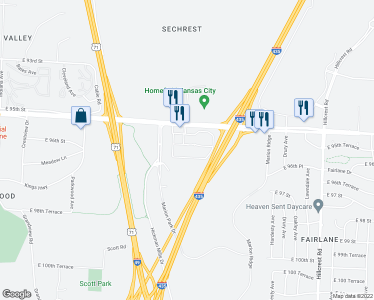 map of restaurants, bars, coffee shops, grocery stores, and more near 8 in Kansas City