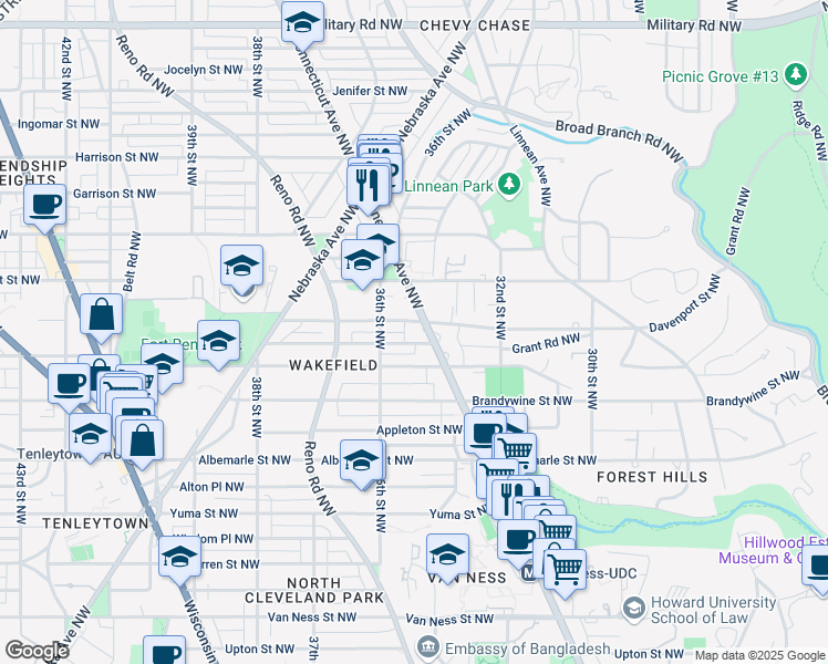map of restaurants, bars, coffee shops, grocery stores, and more near 101 Independence Avenue Southeast in Washington
