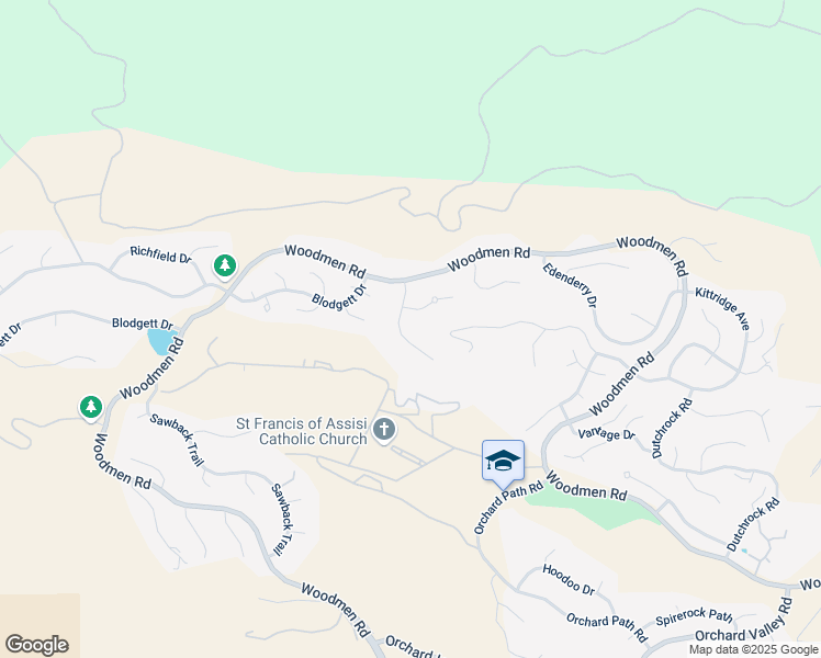map of restaurants, bars, coffee shops, grocery stores, and more near 2745 Roundstone Court in Colorado Springs