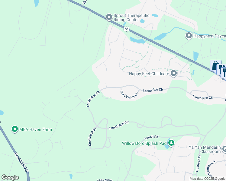 map of restaurants, bars, coffee shops, grocery stores, and more near 40647 Lenah Run Circle in Aldie