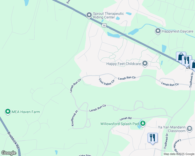 map of restaurants, bars, coffee shops, grocery stores, and more near 40655 Lenah Run Circle in Aldie