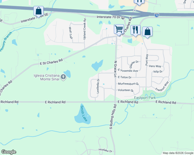 map of restaurants, bars, coffee shops, grocery stores, and more near 117 Bogie Hills Drive in Columbia