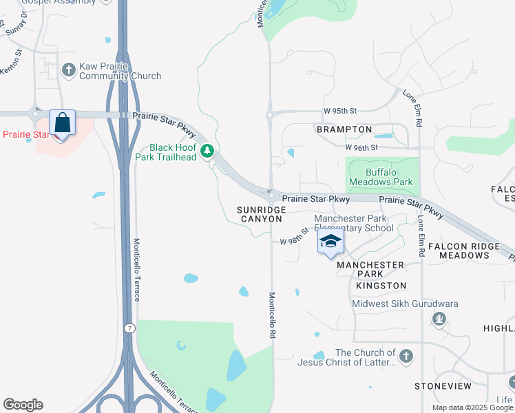 map of restaurants, bars, coffee shops, grocery stores, and more near 9721 Montclaire Drive in Lenexa