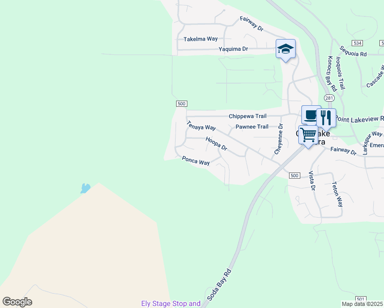 map of restaurants, bars, coffee shops, grocery stores, and more near 9105 Hopi Court in Kelseyville