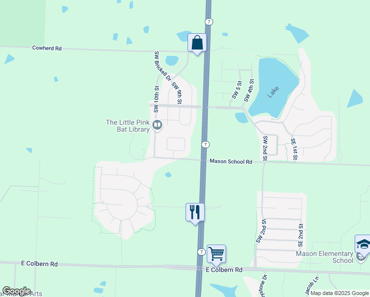 map of restaurants, bars, coffee shops, grocery stores, and more near 9036 Southwest Macintosh Drive in Lee's Summit