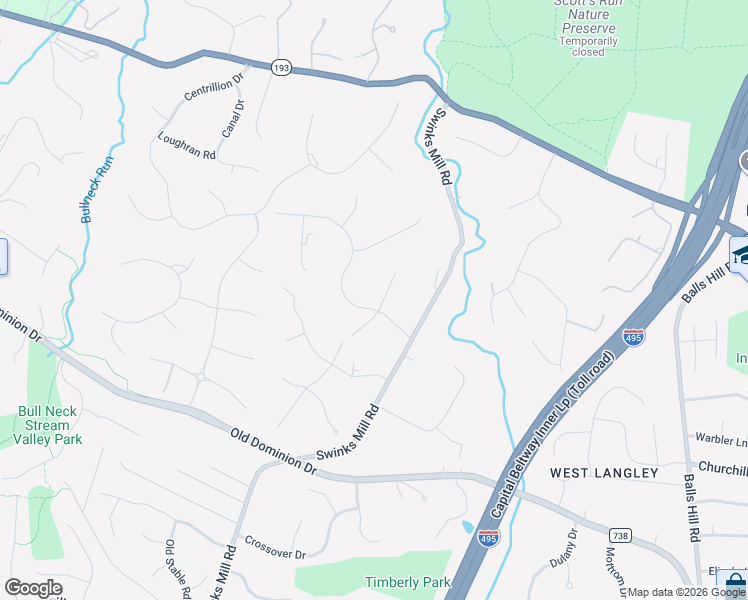 map of restaurants, bars, coffee shops, grocery stores, and more near 932 Woburn Court in McLean