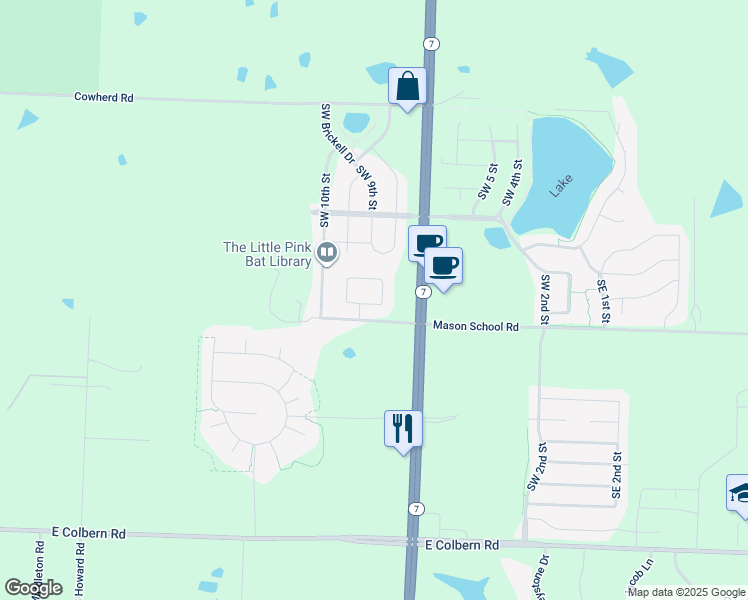 map of restaurants, bars, coffee shops, grocery stores, and more near 9030 Southwest Macintosh Drive in Blue Springs