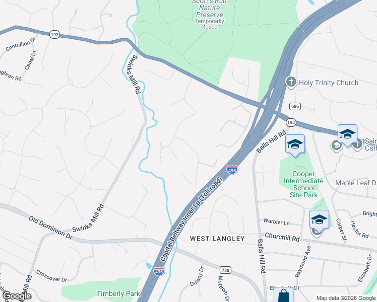 map of restaurants, bars, coffee shops, grocery stores, and more near 966 Spencer Road in McLean