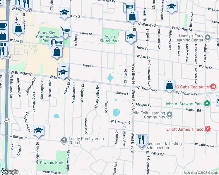 map of restaurants, bars, coffee shops, grocery stores, and more near 5 Hillside Drive in Columbia
