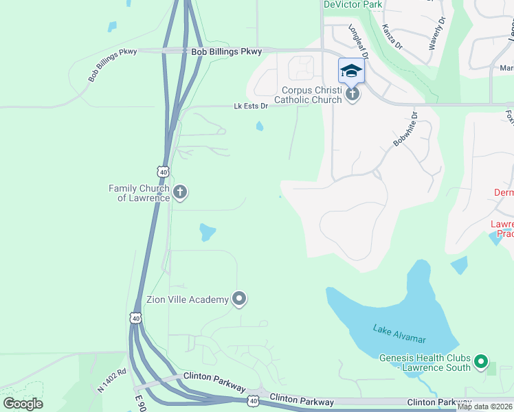 map of restaurants, bars, coffee shops, grocery stores, and more near 927 N 1464 Rd in Lawrence