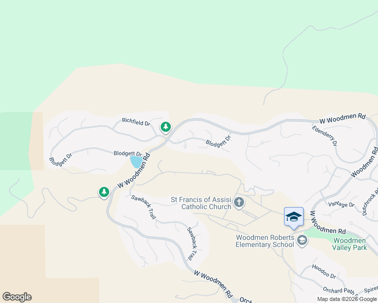 map of restaurants, bars, coffee shops, grocery stores, and more near 8305 Lauralwood Lane in Colorado Springs