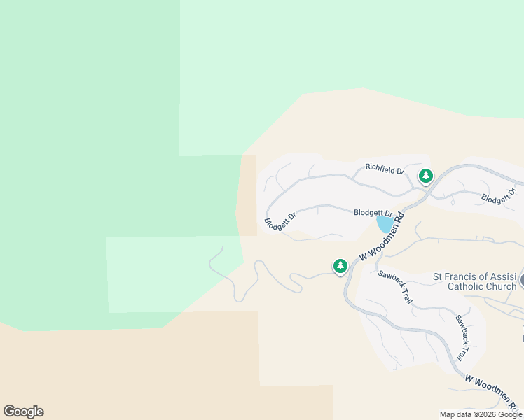map of restaurants, bars, coffee shops, grocery stores, and more near 3215 Blodgett Drive in Colorado Springs