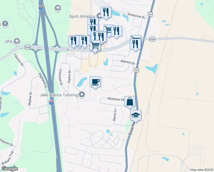 map of restaurants, bars, coffee shops, grocery stores, and more near 87 Ponderosa Lane in Florence
