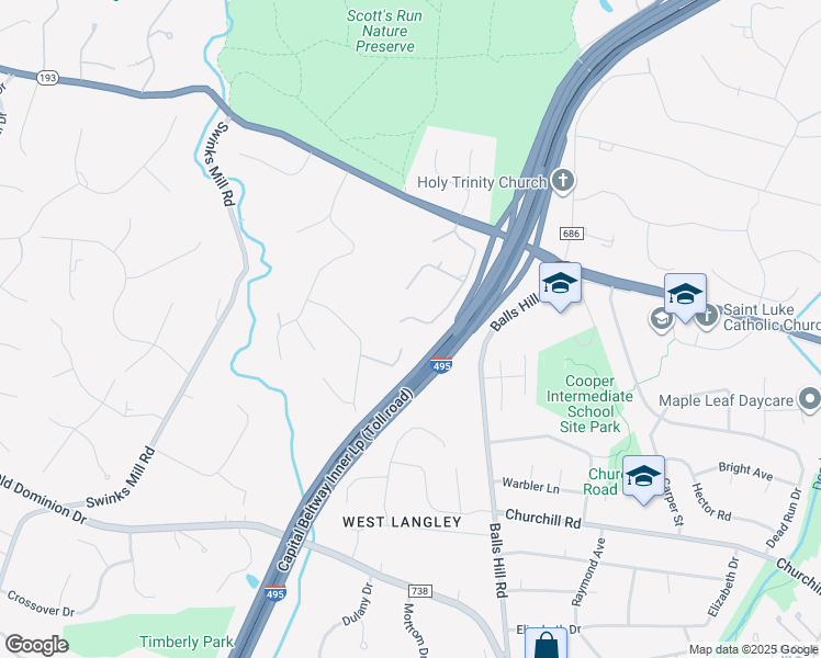 map of restaurants, bars, coffee shops, grocery stores, and more near 915 Helga Place in McLean