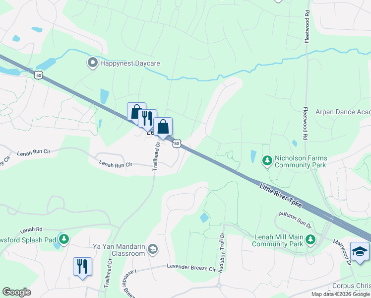 map of restaurants, bars, coffee shops, grocery stores, and more near 41223 Little River Turnpike in Aldie