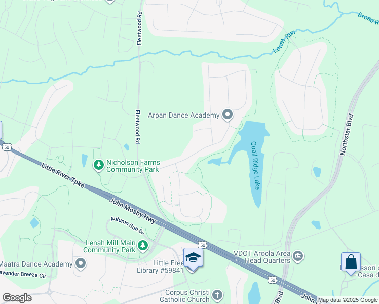 map of restaurants, bars, coffee shops, grocery stores, and more near 41602 Revival Drive in Ashburn