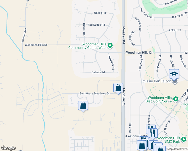 map of restaurants, bars, coffee shops, grocery stores, and more near 11545 Salinas Road in Peyton