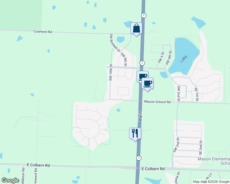map of restaurants, bars, coffee shops, grocery stores, and more near 913 Southwest Imperial Lane in Blue Springs