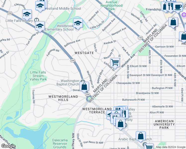 map of restaurants, bars, coffee shops, grocery stores, and more near 101 Independence Avenue Southeast in Washington