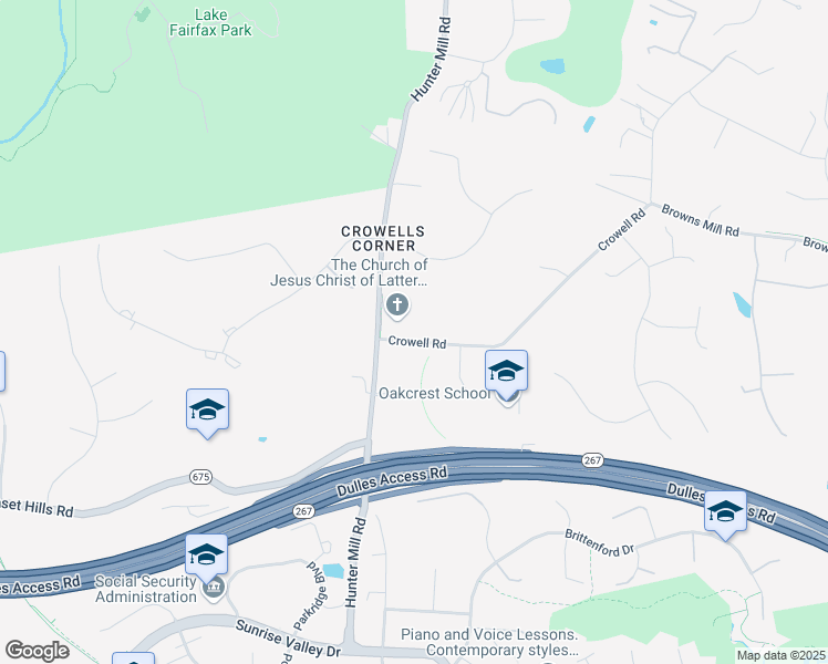 map of restaurants, bars, coffee shops, grocery stores, and more near 1632 Crowell Road in Vienna