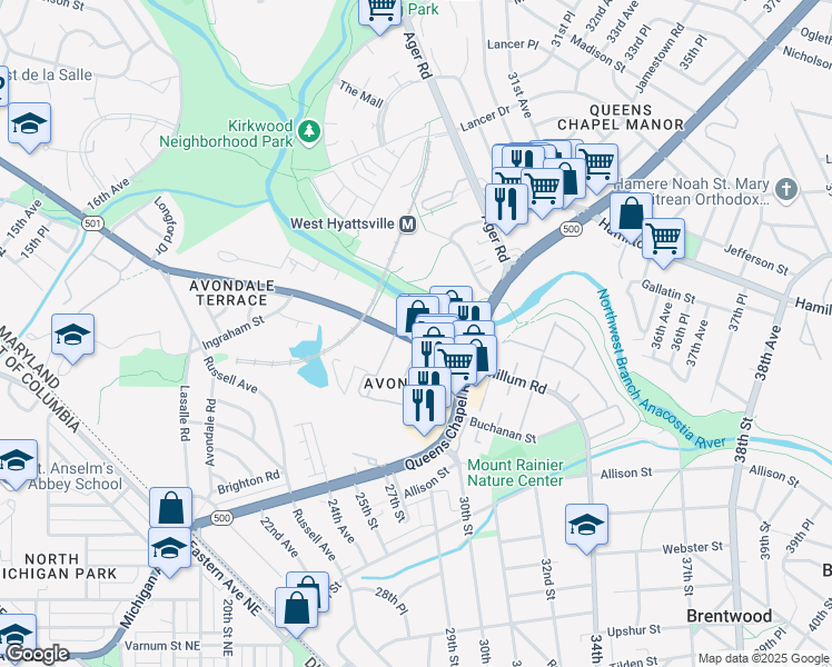map of restaurants, bars, coffee shops, grocery stores, and more near 101 Independence Avenue Southeast in Washington