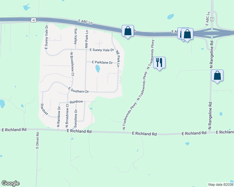 map of restaurants, bars, coffee shops, grocery stores, and more near 7860 East Southern Drive in Columbia