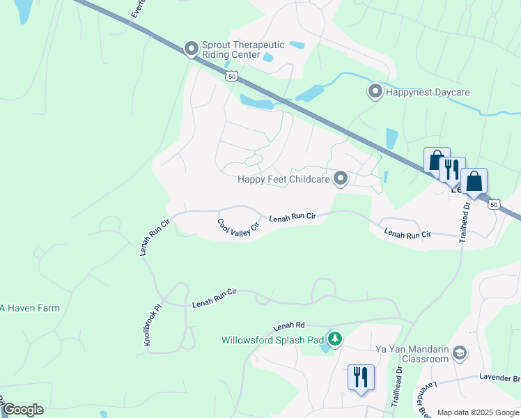 map of restaurants, bars, coffee shops, grocery stores, and more near 40686 Lenah Run Circle in Aldie