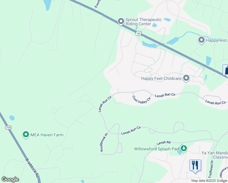 map of restaurants, bars, coffee shops, grocery stores, and more near 40630 Lenah Run Circle in Aldie