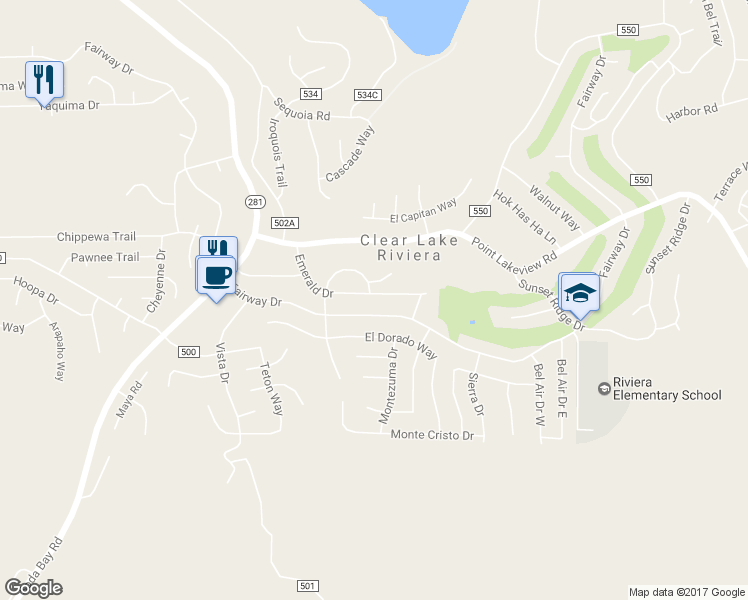 map of restaurants, bars, coffee shops, grocery stores, and more near 10015 Emerald Drive in Kelseyville