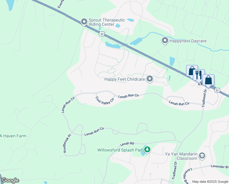 map of restaurants, bars, coffee shops, grocery stores, and more near 40686 Lenah Run Circle in Aldie